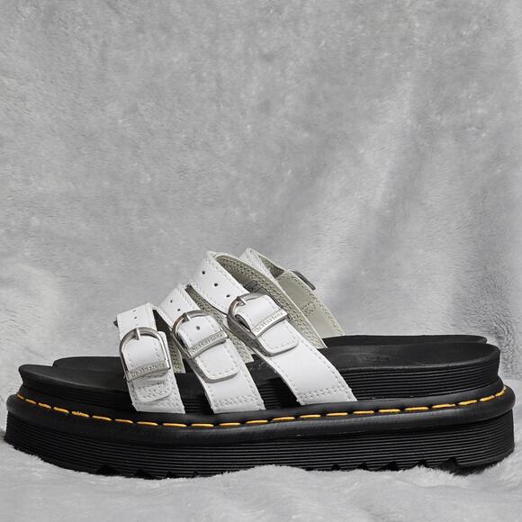 Dr. Martens Women's White Blaire Leather Slide Sandals Size 9 - Picture 2 of 10